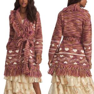 NWT LoveShackFancy Wyatt Fringed Duster Cardigan - Size: XS/S